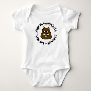 Groundhog Day 2026 with Groundhog face Baby Bodysuit