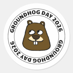 Groundhog Day 2026 with Groundhog face Classic Round Sticker