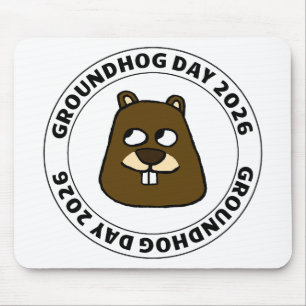 Groundhog Day 2026 with Groundhog face Mouse Mat