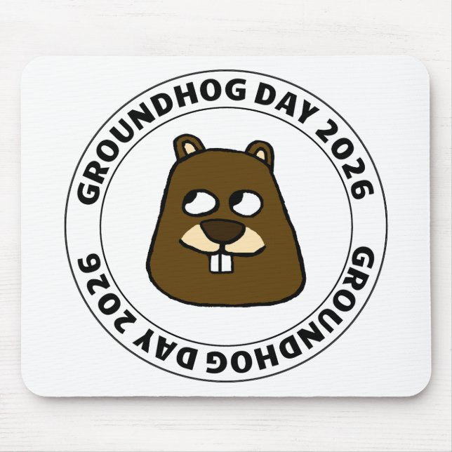 Groundhog Day 2026 with Groundhog face Mouse Mat (Front)