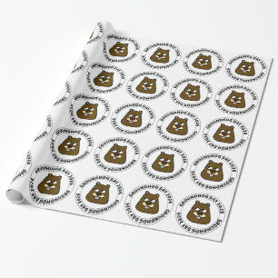 Groundhog Day 2026 with Groundhog face Wrapping Paper