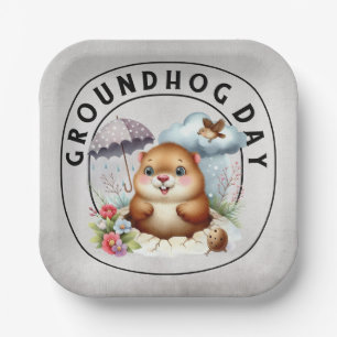 Groundhog day 22 February Paper Plate