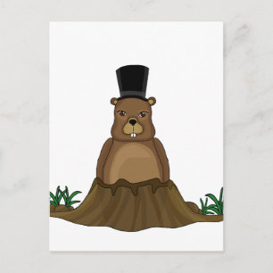 Groundhog day - cartoon style postcard