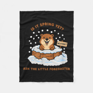 Groundhog Day Cartoon Weather Quote Funny Design Fleece Blanket