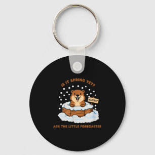 Groundhog Day Cartoon Weather Quote Funny Design _ Key Ring