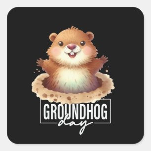 Groundhog Day Celebrate Punxsutawney Square Sticker