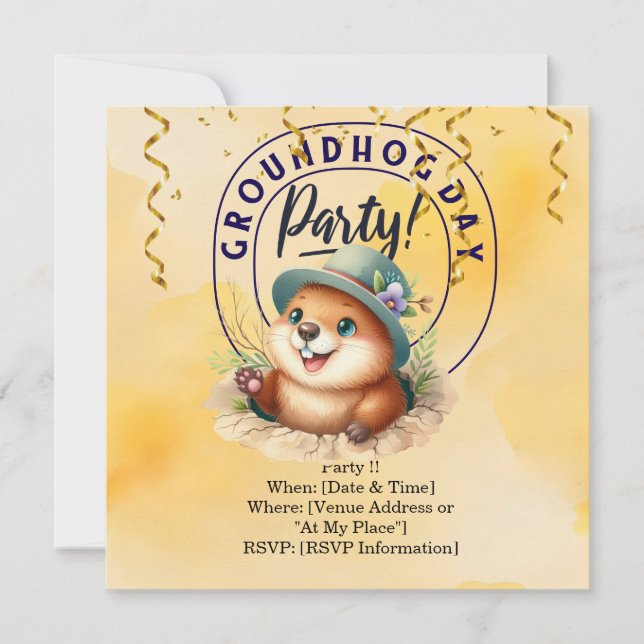Groundhog Day Celebrate with Fun Save The Date (Front)