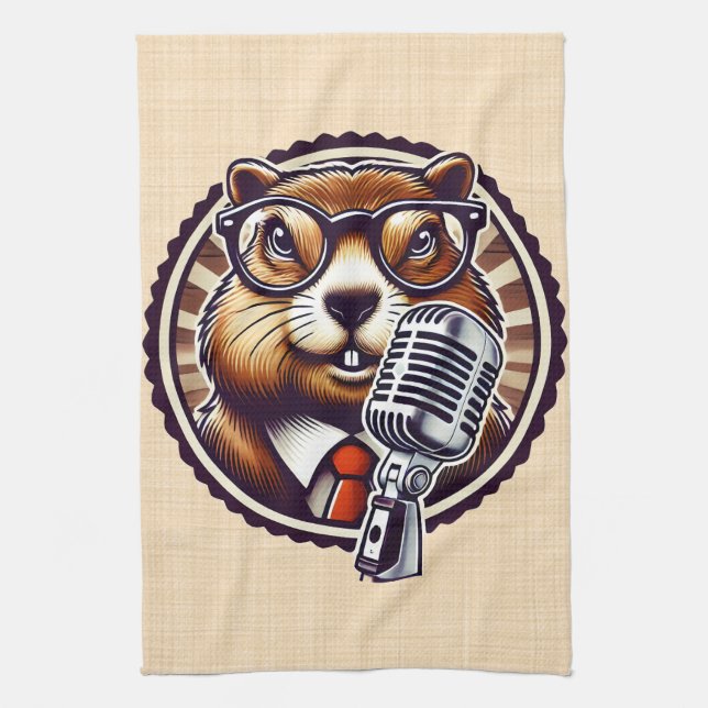 Groundhog Day Celebration - punxsutawney Tea Towel (Vertical)