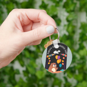 Groundhog Day Celebration: Shadow or Shine? Key Ring