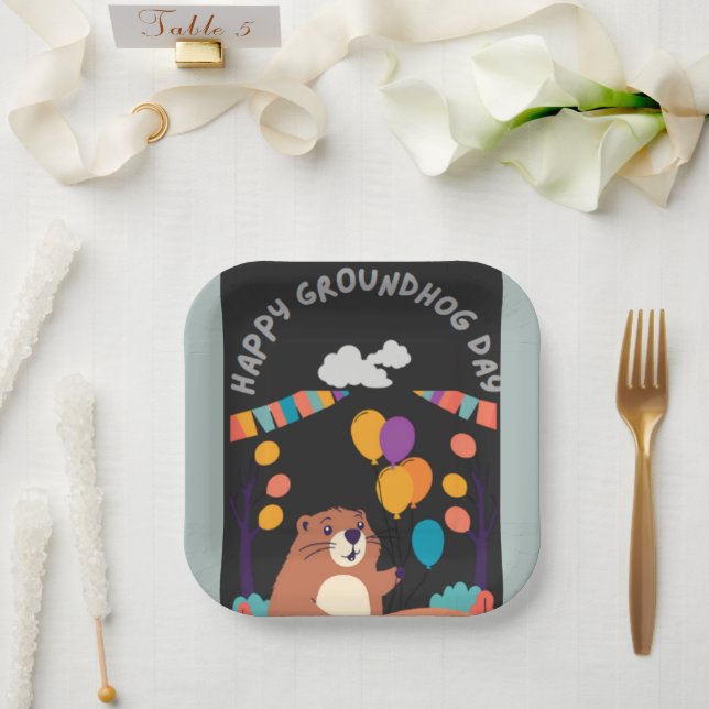 Groundhog Day Celebration: Shadow or Shine? Paper Plate (Wedding)