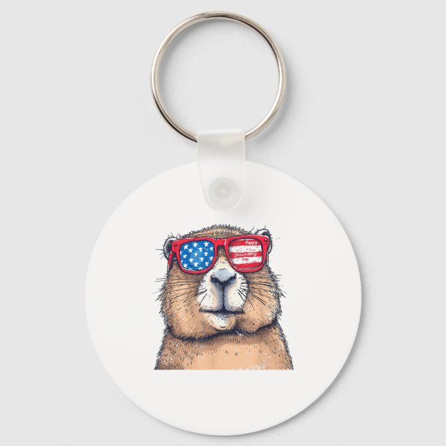 Groundhog Day Decorations 2025 Funny Groundhog Day Key Ring (Front)