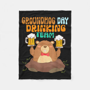Groundhog Day Drinking Team Funny  Fleece Blanket