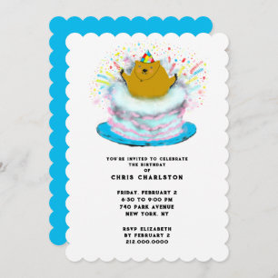 Groundhog Day February Birthday Party Invitation