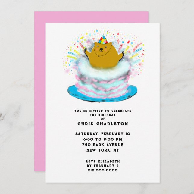 Groundhog Day February Birthday Party Invitation (Front/Back)