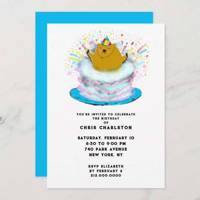 Groundhog Day February Birthday Party Invitation (Front/Back)