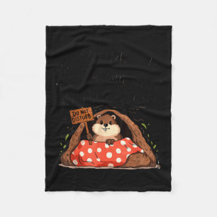 Groundhog Day Funny Groundhog Wake Me Up When Wint Fleece Blanket