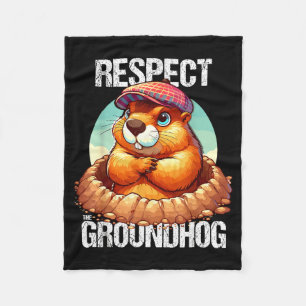 Groundhog Day Funny Marmot Demands Respect Fleece Blanket