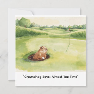 Groundhog Day Golfer Winter Golf Holiday Card