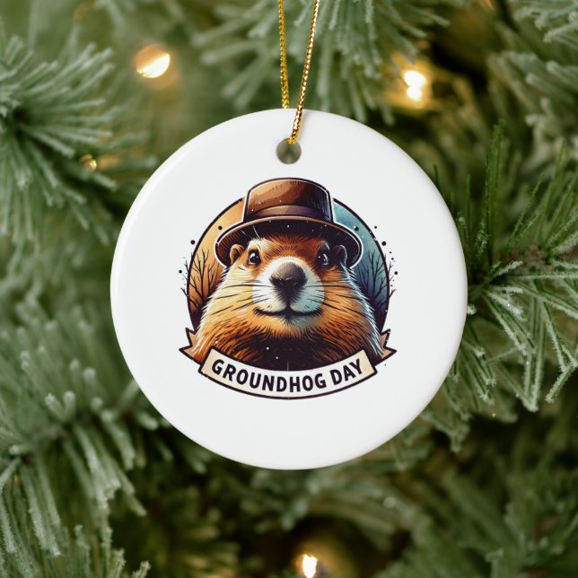 Groundhog Day, Groundhog, Ceramic Tree Decoration (Tree)