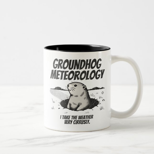 Groundhog Day Groundhog Meteorology  Two-Tone Coffee Mug (Right)