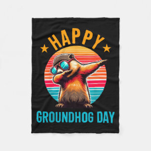 Groundhog Day Happy Dabbing Ground Hog Kids Funny Fleece Blanket