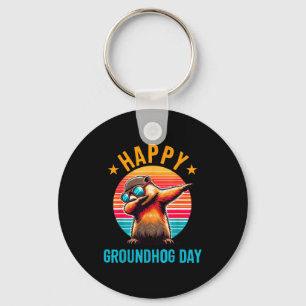 Groundhog Day Happy Dabbing Ground Hog Kids Funny Key Ring