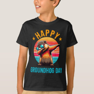 Groundhog Day Happy Dabbing Ground Hog Kids Funny T-Shirt