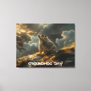 GROUNDHOG DAY - HAPPY GRIUNDHOG DAY CANVAS PRINT