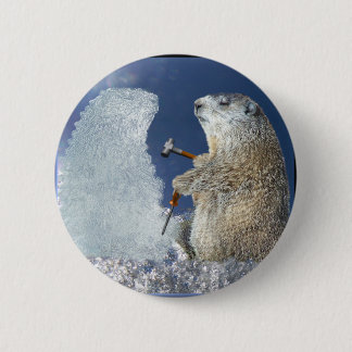 Groundhog Day Ice Sculpture 6 Cm Round Badge