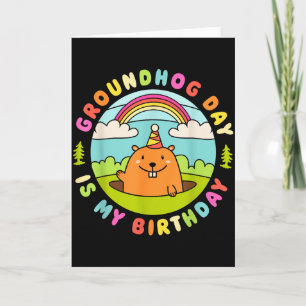 Groundhog Day Is My Birthday Retro Party Hat 60s 7 Card