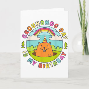 Groundhog Day Is My Birthday Retro Party Hat 60s 7 Card