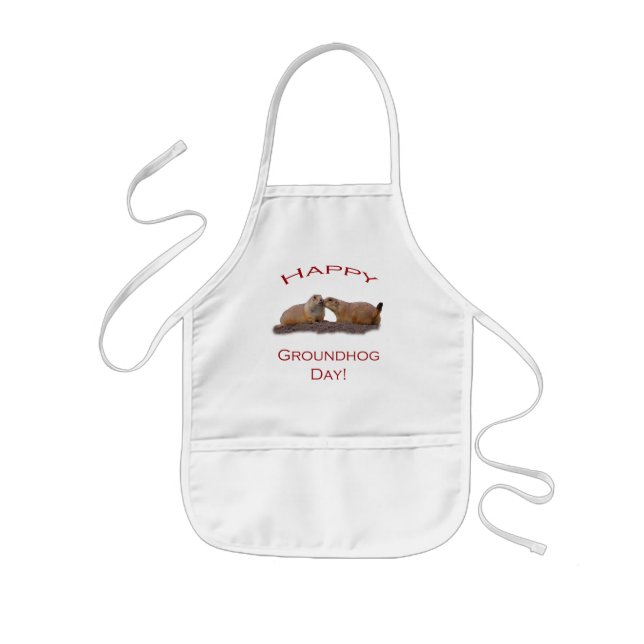Groundhog Day Kiss Kids Apron (Front)