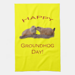 Groundhog Day Kiss Tea Towel