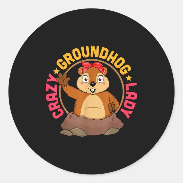 Groundhog Day Lady Forecasting Shadow Vibes  Classic Round Sticker (Front)