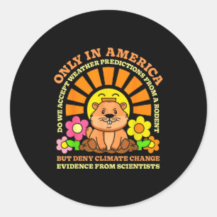 Groundhog Day Only America Accept Rodent Weather P Classic Round Sticker