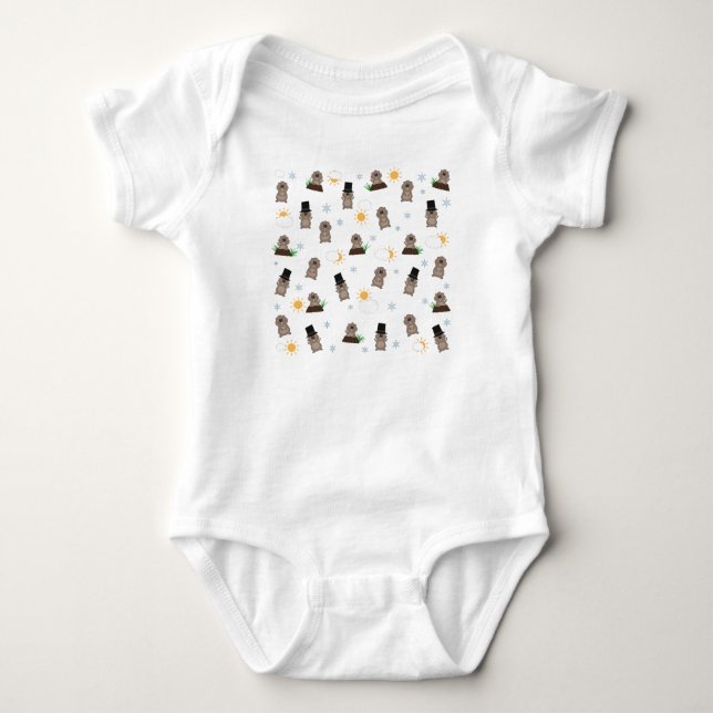 Groundhog Day Pattern Baby Bodysuit (Front)