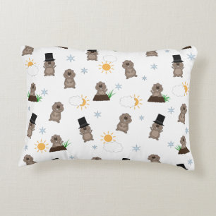 Groundhog Day Pattern Decorative Cushion