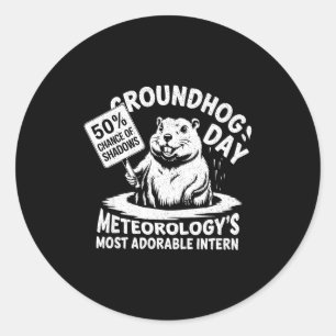 Groundhog Day Pun Meteorology Sarcasm Funny Men Wo Classic Round Sticker