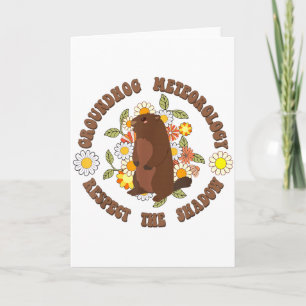 Groundhog Day Respect The Shadow Meteorology Retro Card