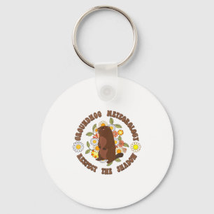 Groundhog Day Respect The Shadow Meteorology Retro Key Ring