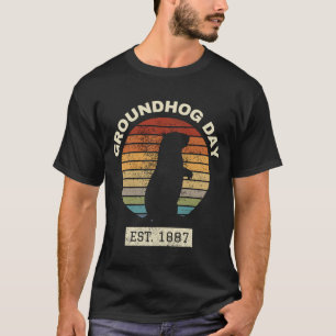 Groundhog Day Retro Vintage Sunset T-Shirt