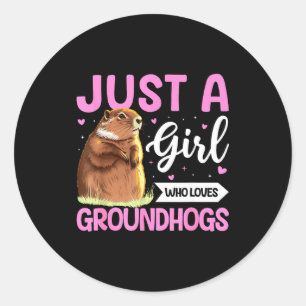 Groundhog Day Rodents Just A Girl Who Loves Ground Classic Round Sticker