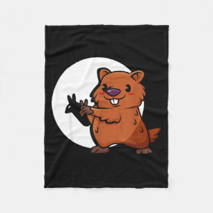 Groundhog Day Shadow Puppet Cute Rodent Costume Fu Fleece Blanket