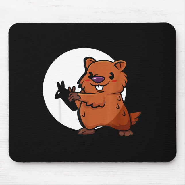 Groundhog Day Shadow Puppet Cute Rodent Costume Fu Mouse Mat (Front)