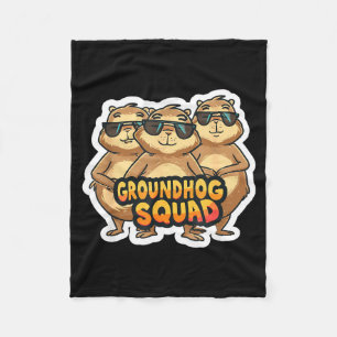 Groundhog Day Squad Funny Spring February Punxsuta Fleece Blanket