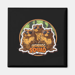 Groundhog Day Squad Funny Spring February Punxsuta Magnet