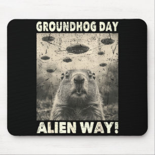 Groundhog Day Ufo Retro Graphic Vintage Alien Enco Mouse Mat
