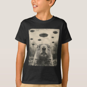 Groundhog Day Ufo Retro Graphic Vintage Alien Enco T-Shirt