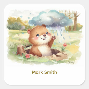 Groundhog Day Watercolor Stickers Cute Classroom