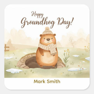 Groundhog Day Watercolor Stickers   Cute Classroom